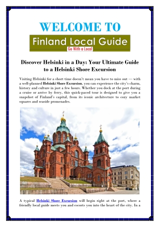 Helsinki Highlights Personalized Shore Excursion Tour