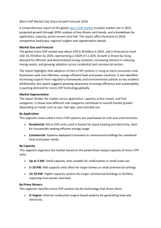 Micro CHP Market Size Share Growth Forecast 2034