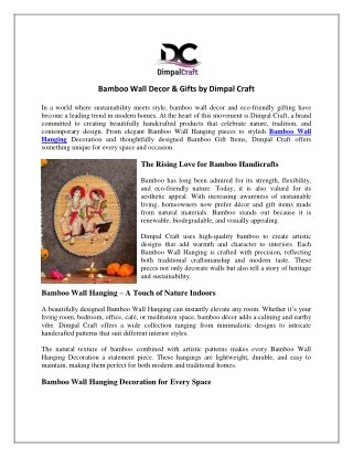 Bamboo Wall Decor & Gifts by Dimpal Craft