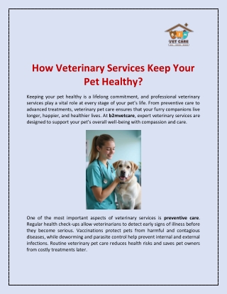 How Veterinary Services Keep Your Pet Healthy?