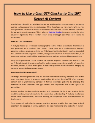 How to Use a Chat GTP Checker to ChatGPT Detect AI Content