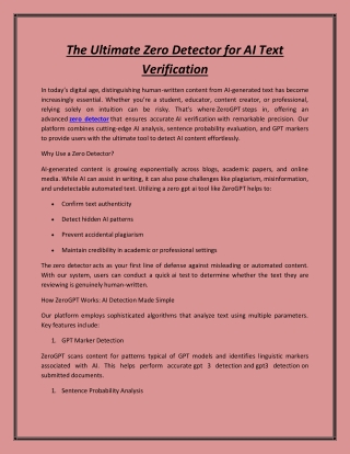 The Ultimate Zero Detector for AI Text Verification