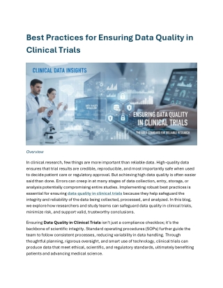 Best Practices for Ensuring Data Quality in Clinical Trials