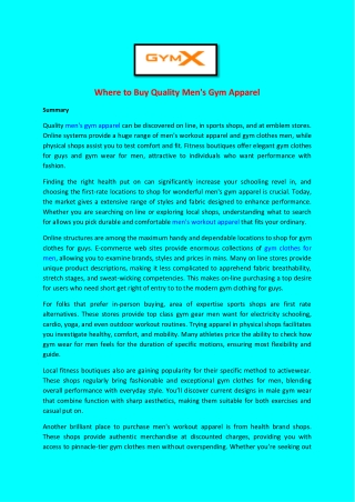 Where to Buy Quality Men's Gym Apparel