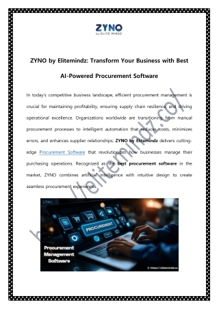 Procurement Management Software at ZYNO by Elite Mindz