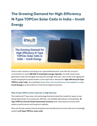 The Growing Demand for High-Efficiency N-Type TOPCon Solar