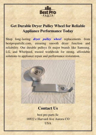 Get Durable Dryer Pulley Wheel for Reliable Appliance Performance Today