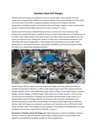 Stainless Steel 310 Flanges Suppliers