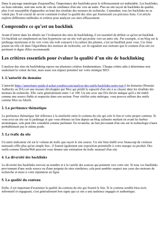 Comment analyser la qualité des sites de backlinking ?