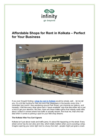 Shop for Rent in Kolkata | Commercial Shop for Rent in Prime Areas
