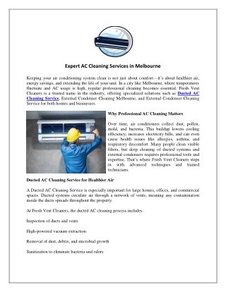Expert AC Cleaning Services in Melbourne