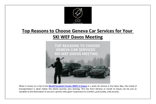 Top Reasons to Choose Geneva Car Services for Your  SKI WEF Davos Meeting