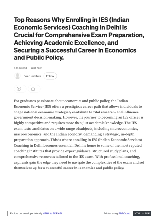 Make the Most of IES (Indian Economic Services) Coaching in Delhi