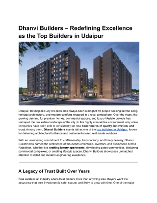 Top Builders in Udaipur