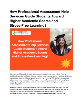 How Professional Assessment Help Services Guide Students Toward Higher Academic Scores and Stress-