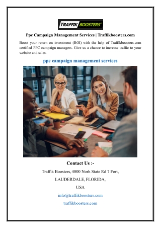 Ppc Campaign Management Services | Traffikboosters.com