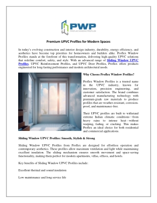 Premium UPVC Profiles for Modern Spaces