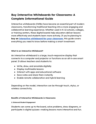Buy Interactive Whiteboards for Classrooms_ A Complete Informational Guide
