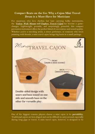 Compact Beats on the Go Why a Cajon Mini Travel Drum is a Must-Have for Musicians