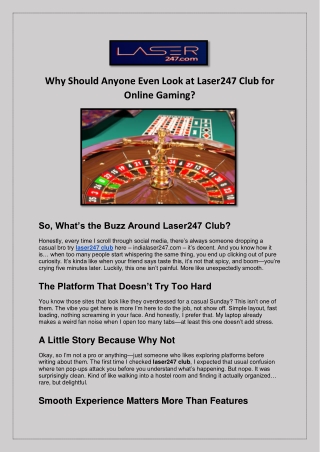 Laser247 CWhy Should Anyone Even Look at Laser247 Club for Online Gaming?lub 4