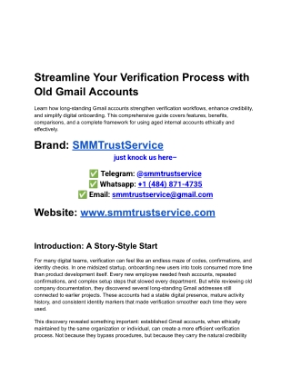 Streamline Your Verification Process with Old Gmail Accounts
