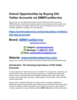 Unlock Opportunities by Buying Old Twitter Accounts via SMMTrustService
