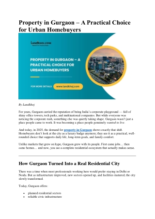 Property in Gurgaon – A Practical Choice for Urban Homebuyers