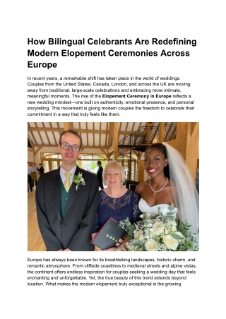 How Bilingual Celebrants Are Redefining Modern Elopement Ceremonies Across Europe