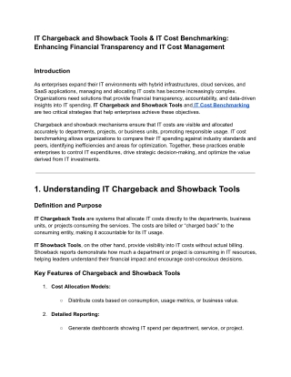 IT Chargeback and Showback Tools & IT Cost Benchmarking_ Enhancing Financial Transparency and IT Cost Management