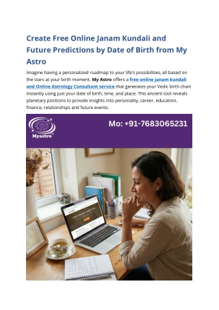 Online Janam Kundali and Future Predictions by Date of Birth from My Astro