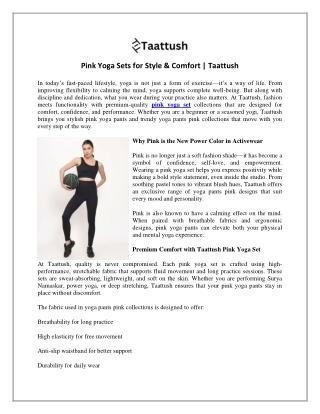 Pink Yoga Sets for Style & Comfort Taattush