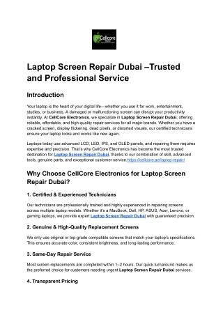 Laptop Screen Repair Dubai –Trusted and Professional Service