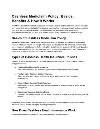 Cashless Mediclaim Policy_ Basics, Benefits & How It Works - SBIG