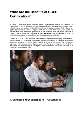 What Are the Benefits of CGEIT Certification