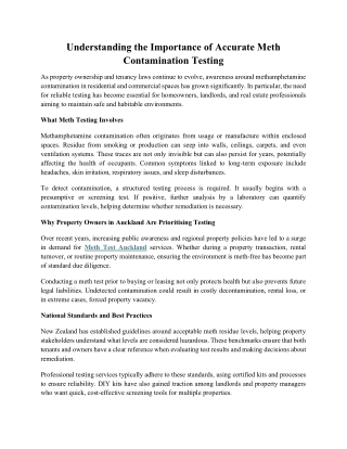Understanding the Importance of Accurate Meth Contamination Testing