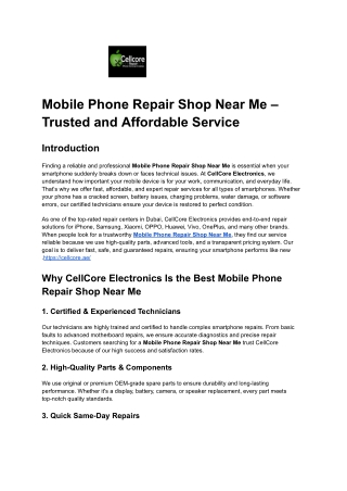 Mobile Phone Repair Shop Near Me – Trusted and Affordable Service