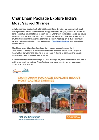 Char Dham Package Explore India’s Most Sacred Shrines
