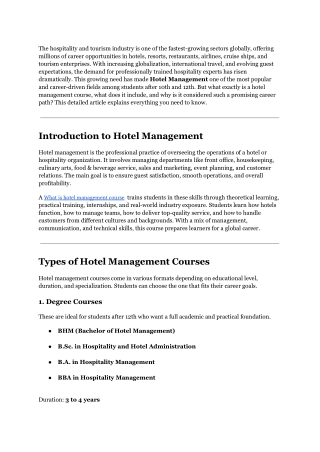 What is hotel management course