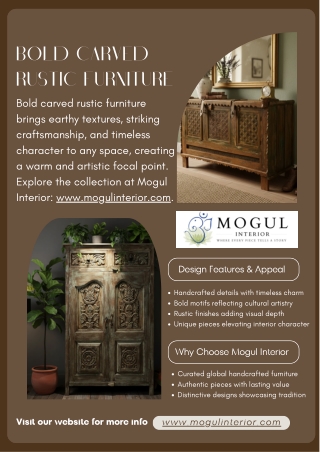 Bold Carved Rustic Furniture - www.mogulinterior.com