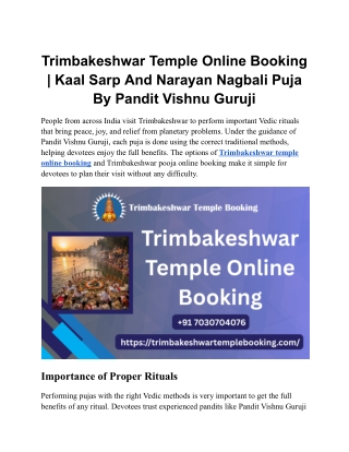 Trimbakeshwar Temple Online Booking _ Kaal Sarp And Narayan Nagbali Puja By Pandit Vishnu Guruji
