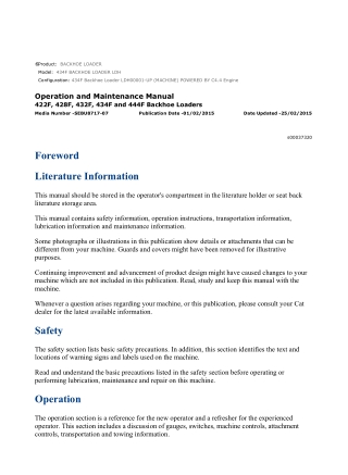 Caterpillar CAT 434F BACKHOE LOADER (LDH00001-UP) Operation and Maintenance Manual Instant Download