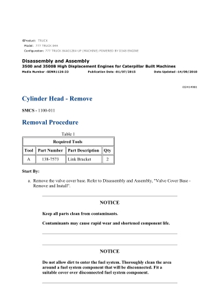 Caterpillar Cat 777 TRUCK (Prefix 84A) Service Repair Manual Instant Download (84A01284-UP)