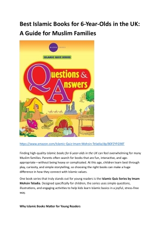 Best Islamic Books for 6-Year-Olds in the UK: A Guide for Muslim Families