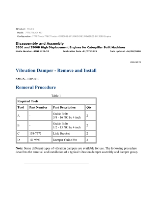 Caterpillar Cat 777C TRUCK (Prefix 4XJ) Service Repair Manual Instant Download
