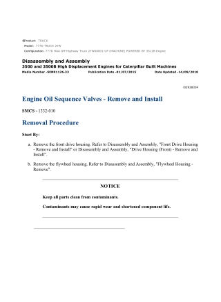 Caterpillar Cat 777D TRUCK (Prefix 2YW) Service Repair Manual Instant Download