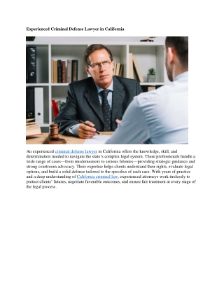 Experienced Criminal Defense Lawyer in California