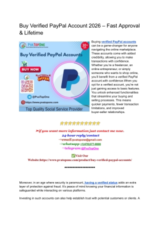 Buy Verified PayPal Account 2026 – Fast Approval & Lifetime