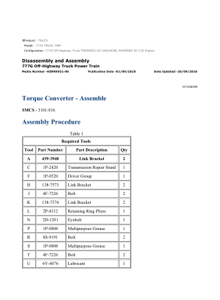 Caterpillar Cat 777G TRUCK (Prefix TNM) Service Repair Manual Instant Download