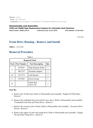 Caterpillar Cat 785C TRUCK (Prefix APX) Service Repair Manual Instant Download