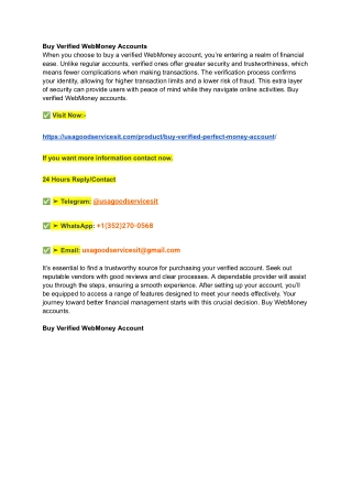 Top 4.9 Best site to Buy Verified WebMoney Account